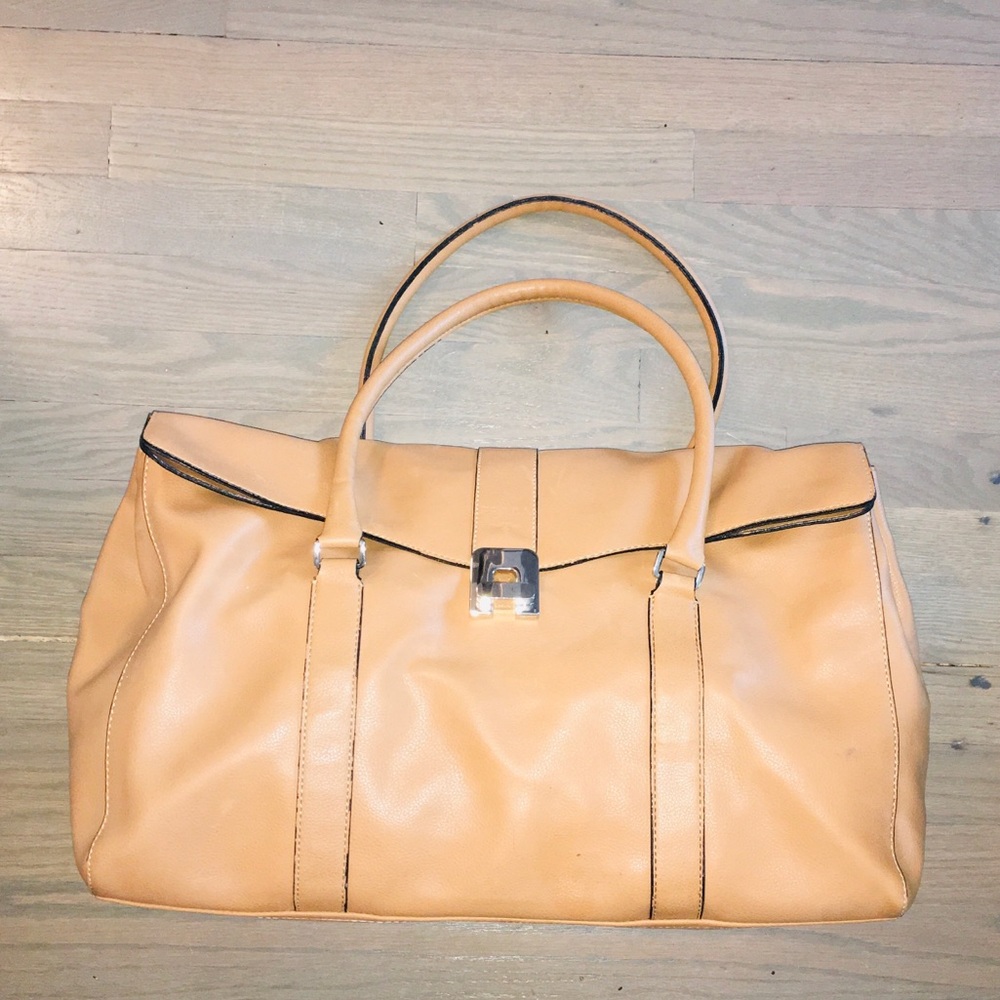 Camel Leather Prada Duffle Bag